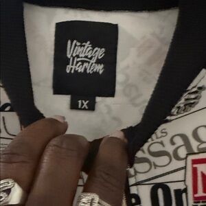 Vintage Harlem Graphic Jacket - Black & White Print
